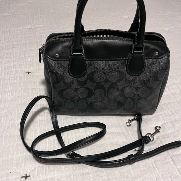 Coach Black Satchel with Signature Design - Picture 2 of 6
